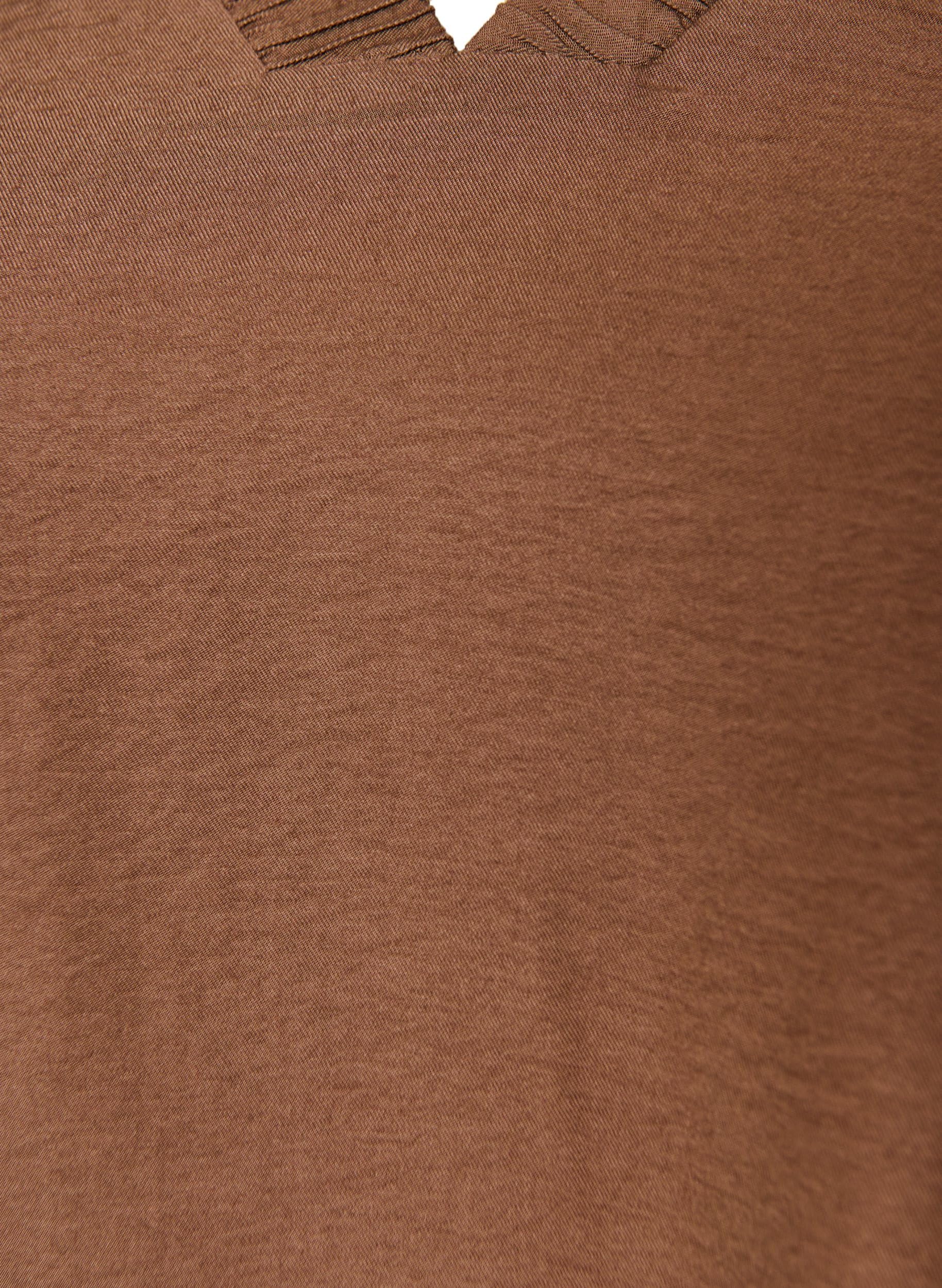 Zizzi Tunika V-Neck Puffärmel T-Shirt Große Größen Viskose