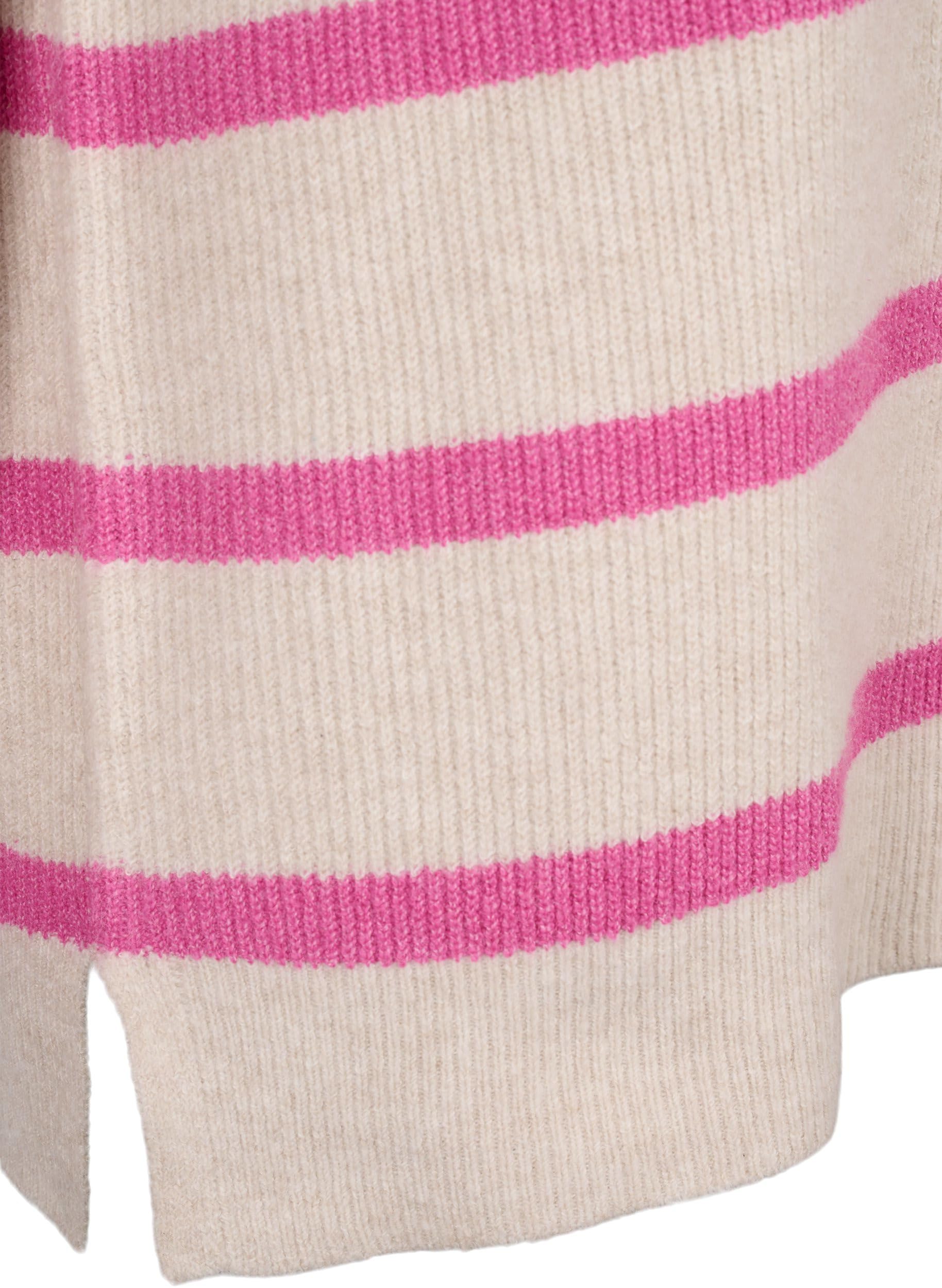 Zizzi Strickpullover Streifen Pullover Große Größen Rundhals Rippstrick