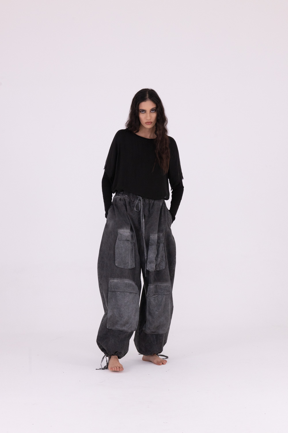 Sanctamuerte Pantaloni Pantalone Cargo Hose Baumwolle Satin