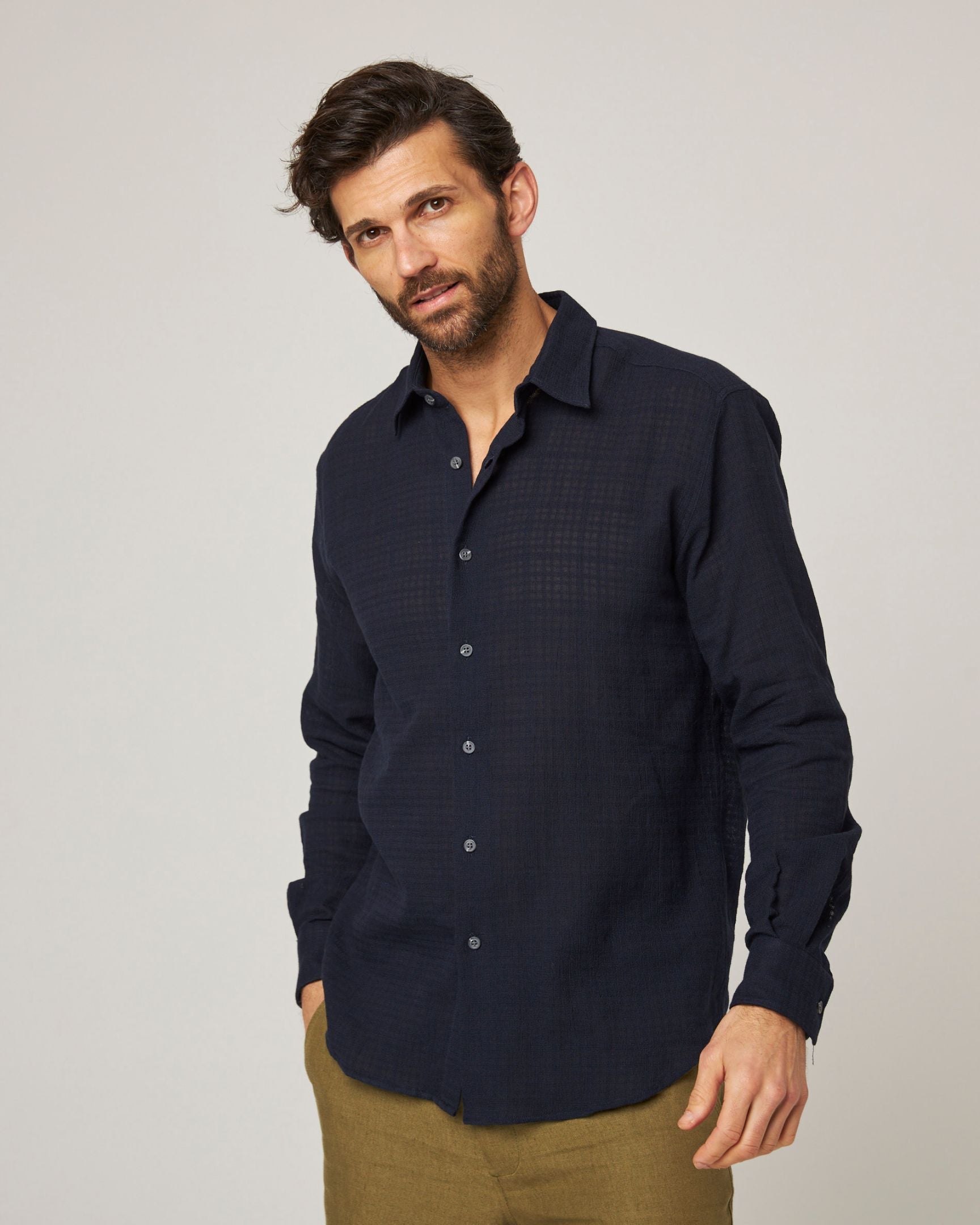 Peregrine Resort Shirt Herren Hemd Navy Baumwolle