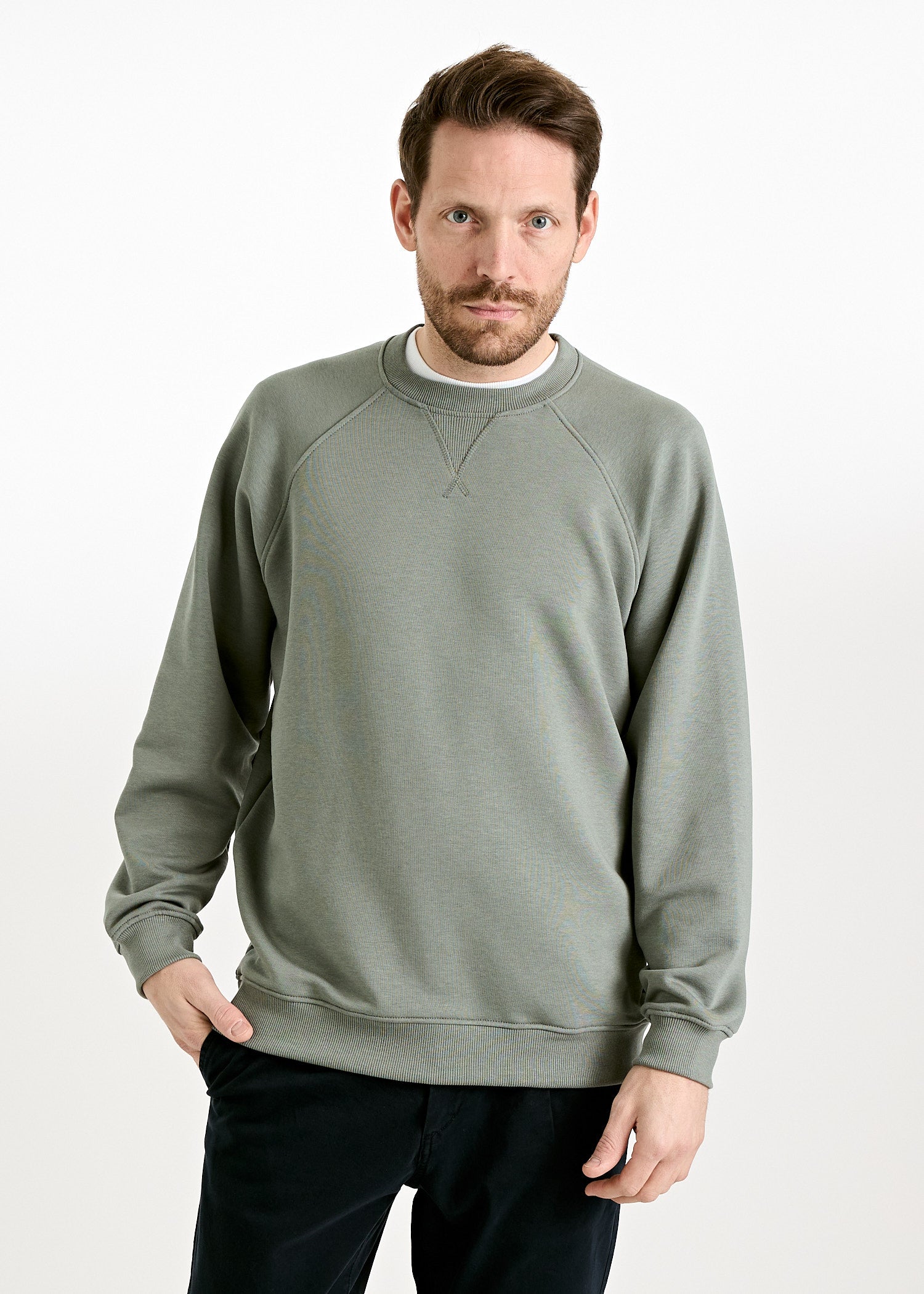 Wijld Edmund Agave Green Herren Sweater Holzfaser