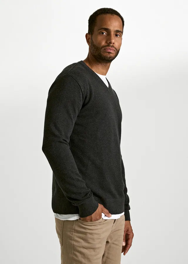 Wijld Strickpullover Felix Herren Anthrazit V-Ausschnitt