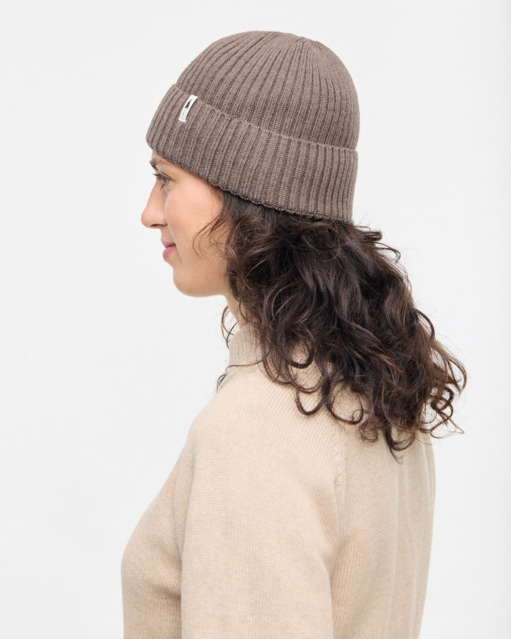 NIKIN Treeanie Merino Mütze Taupe Mel 100% Merinowolle gerippt