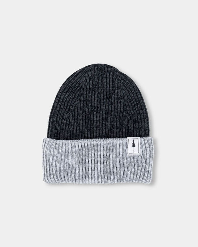 NIKIN Treeanie Ribbed Colorblock Mütze Black Mel Grey Mel