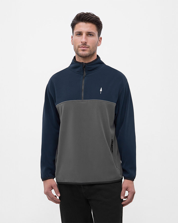 NIKIN TreeFleece Quarter Zip Colorblock Fleecepullover Navy