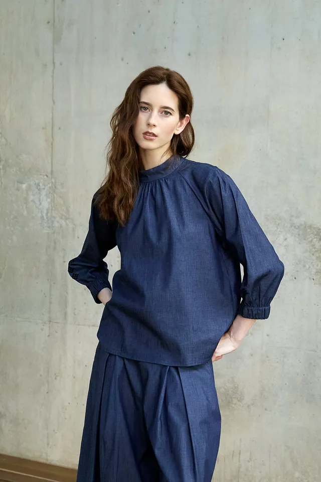 Christiane Strobel ELENOR Bluse Bio-Baumwolle Dunkelblau