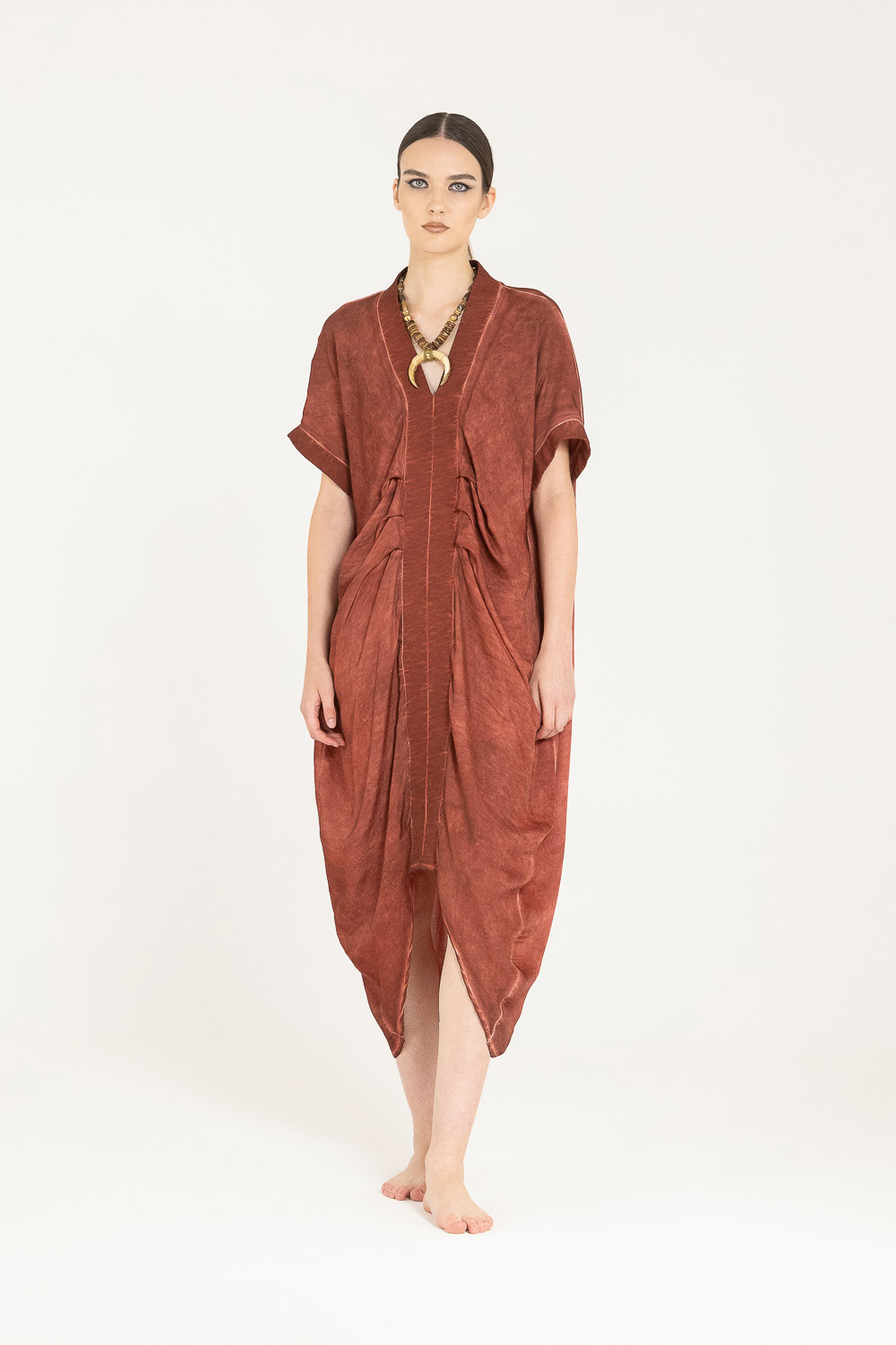Sanctamuerte Abiti Loose Fit Kleid Baumwolle Kurzarm