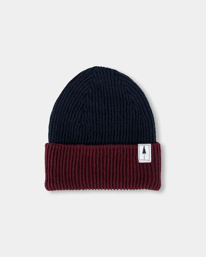 NIKIN Treeanie Ribbed Colorblock Beanie Navy-Bordeaux