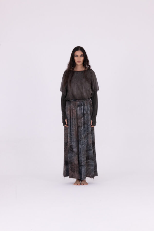 Sanctamuerte Pantaloni Palazzo Hose Viskose-Satin Batik