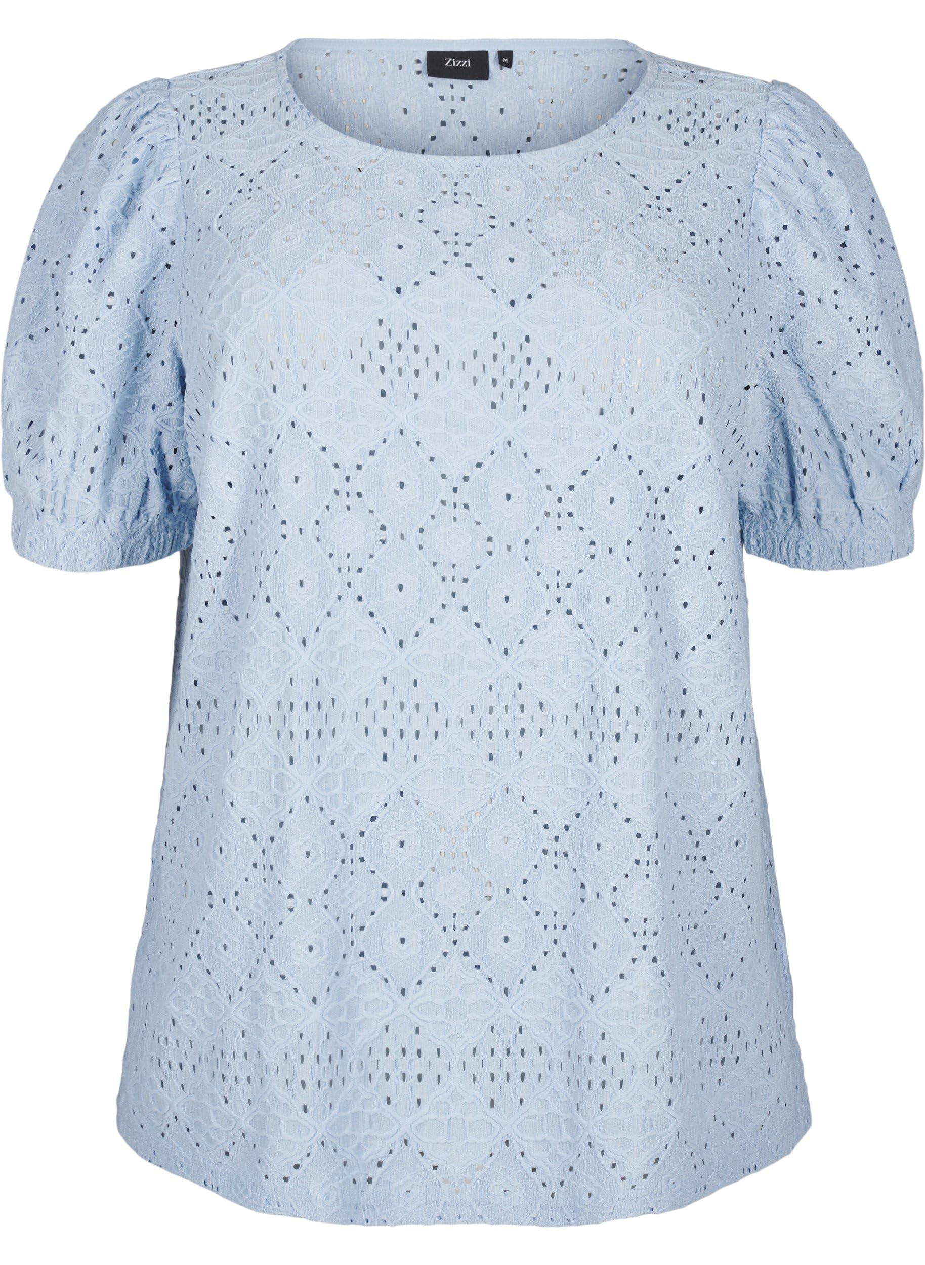 Zizzi Bluse Kurzarm Lochmuster Große Größen 42-60