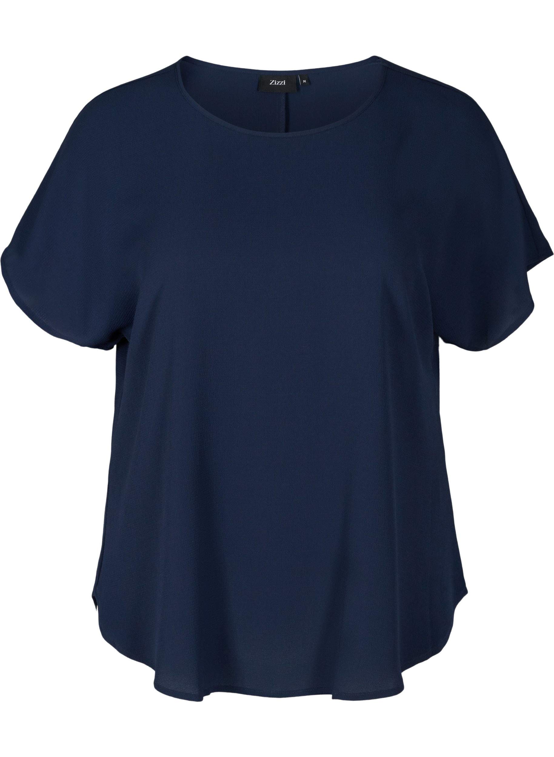 ZIZZI Blouses Bluse Kurzarm Tunika 50-52 Schwarz locker