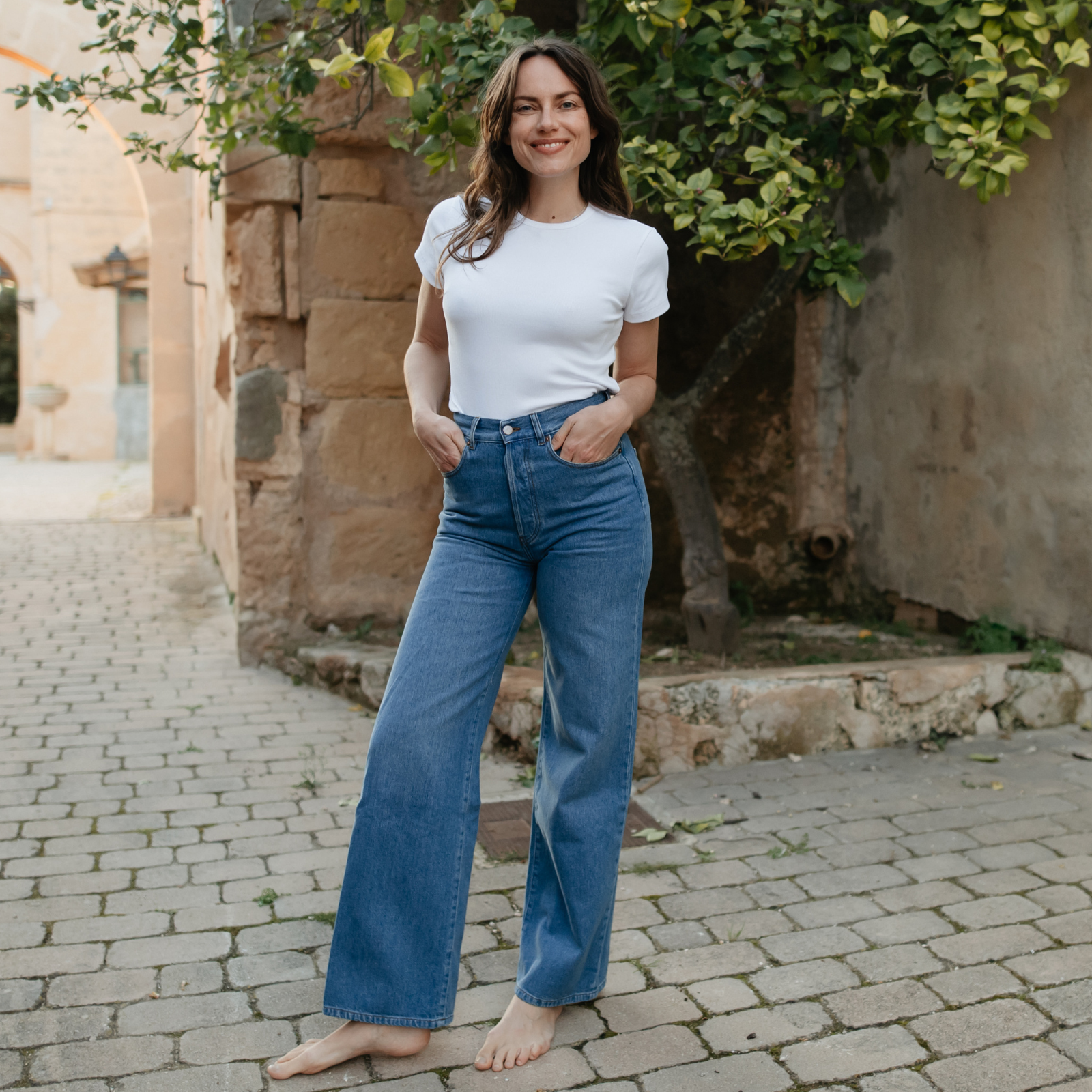 NORDLICHT Dilja Jeans Hose blau High Waist Bio-Baumwolle