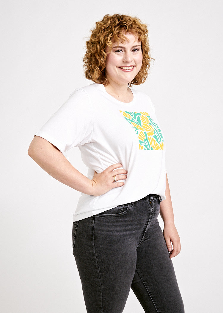 Wijld Tilda Abstract Floral T-Shirt Damen Longer Lyocell