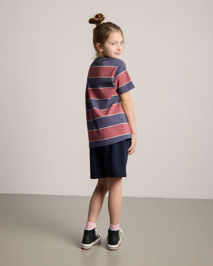 NIKIN TreeShirt Striped Kinder T-Shirt Dark Ink-Blush Bio 122/128