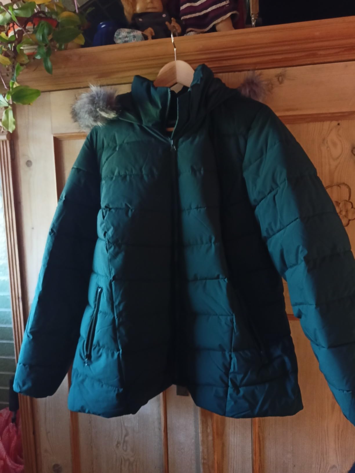 Zizzi Steppjacke Kapuze Fellkragen Schwarz Damen
