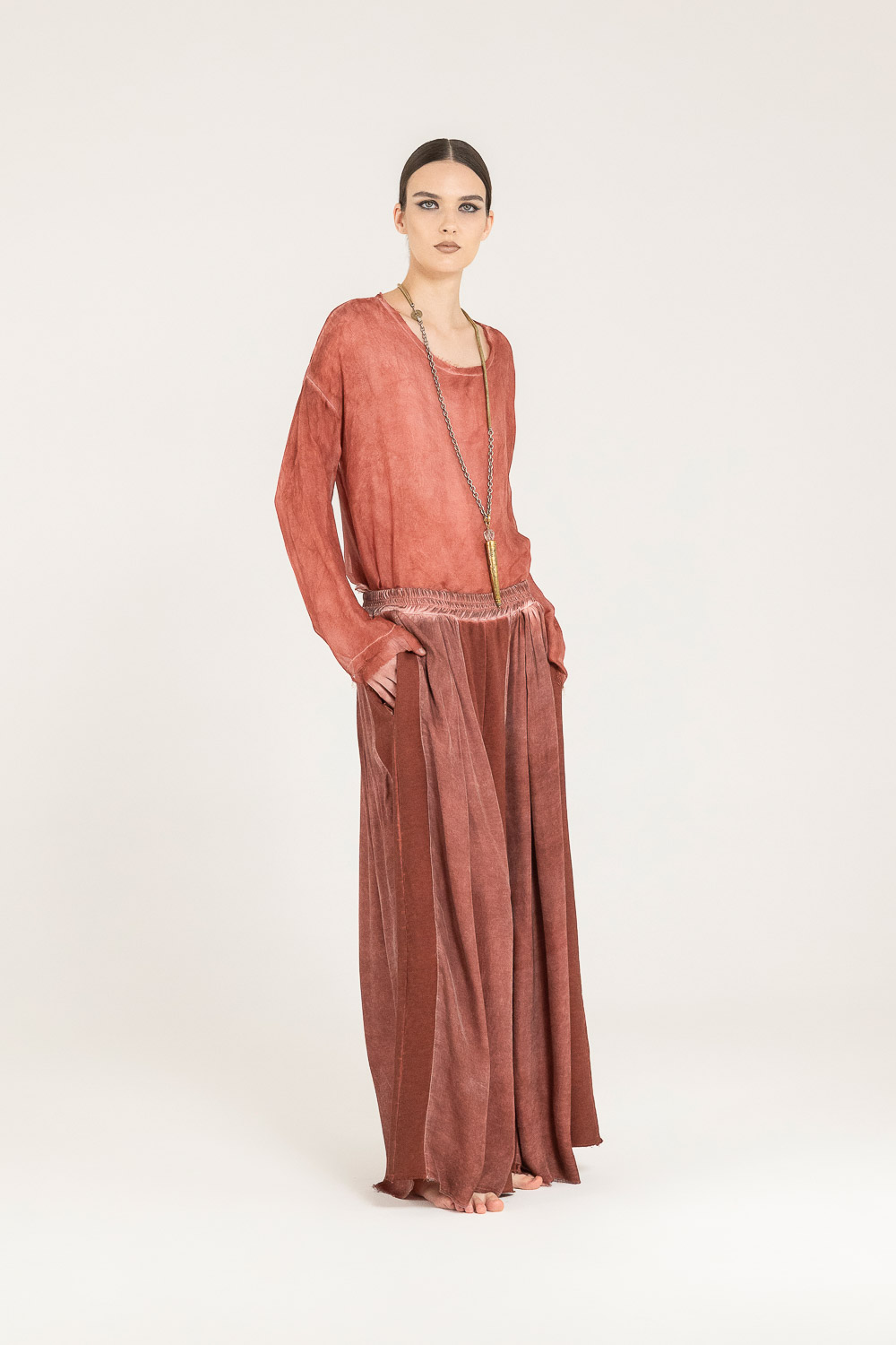 Sanctamuerte Pantaloni Loose Fit Hose Palazzo Viskose
