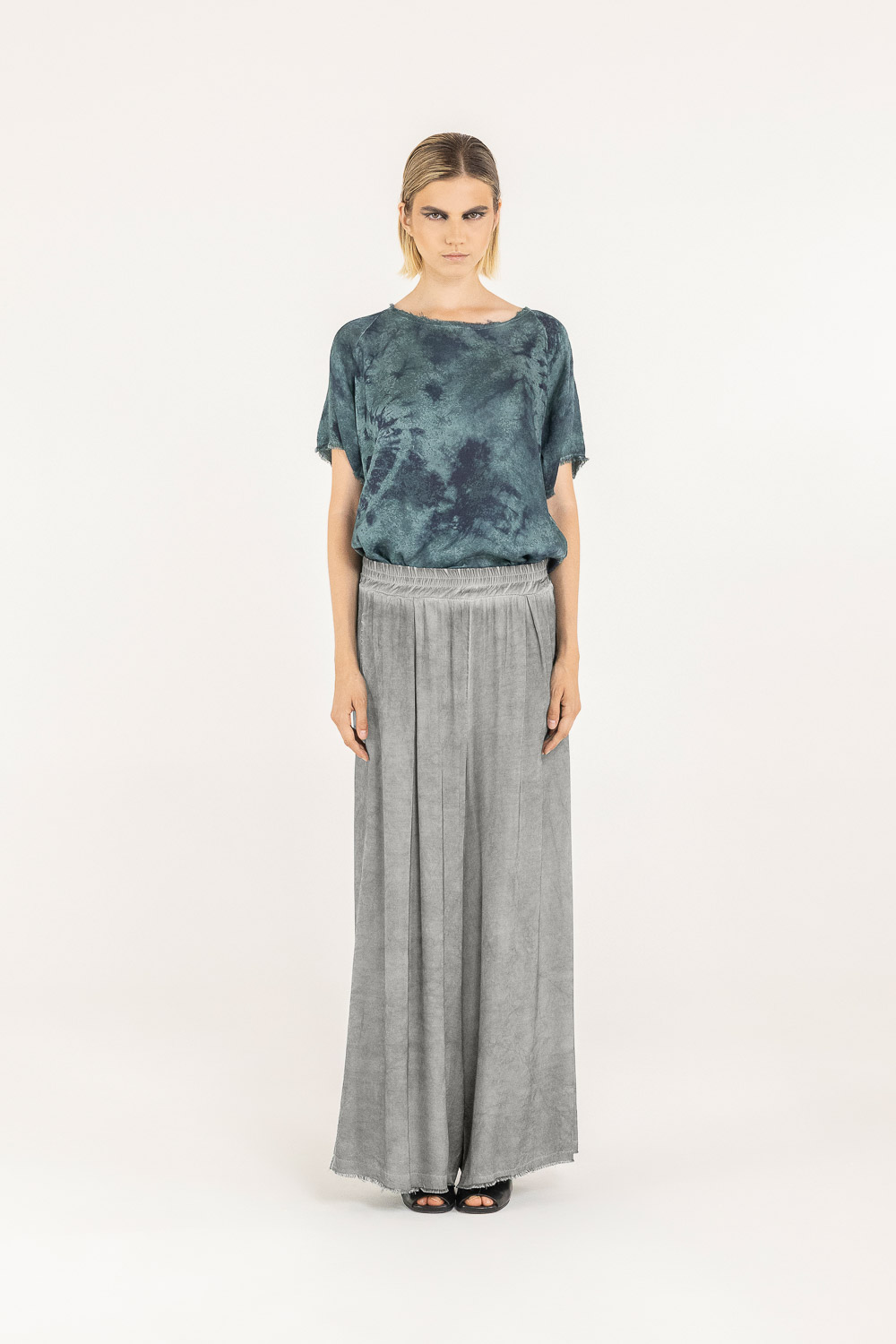 Sanctamuerte Pantaloni Pantalone Palazzo Hose Viskose weit