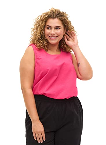 Zizzi Baumwolltop Damen Rundhals Top 100% Baumwolle A-Linie