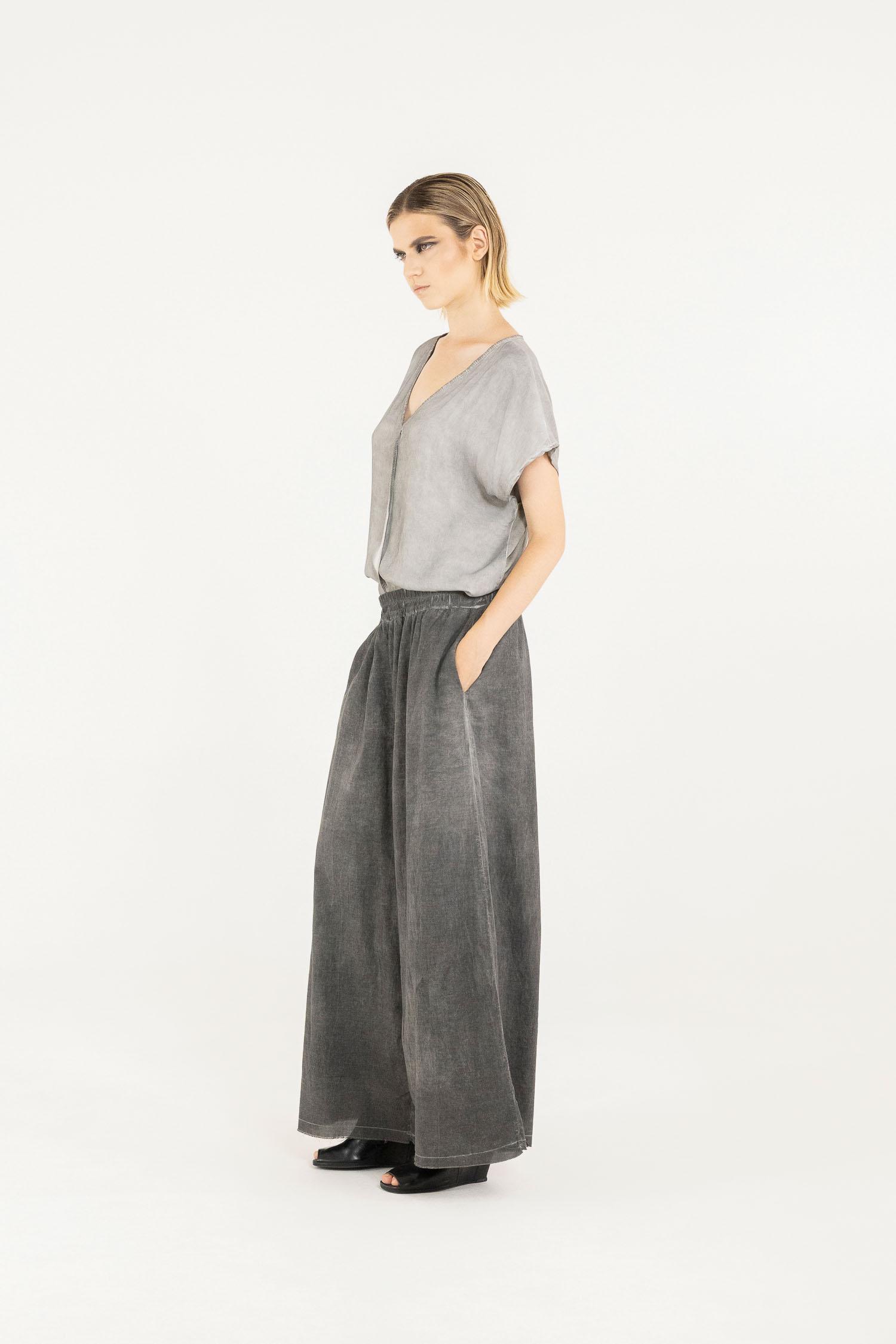 Sanctamuerte Pantaloni Palazzo Hose Baumwolle Seide