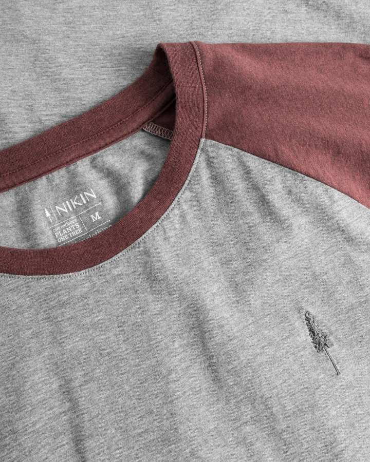 NIKIN TreeShirt Raglan Relaxed T-Shirt Coffee Bordeaux Grau
