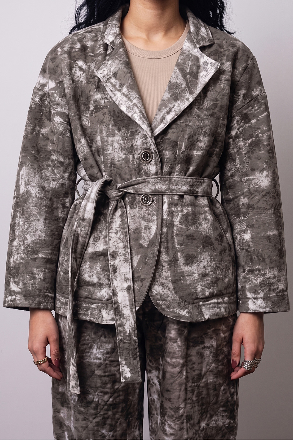 Sanctamuerte Capispalla Boxy Jacke Jacquard Gürtel