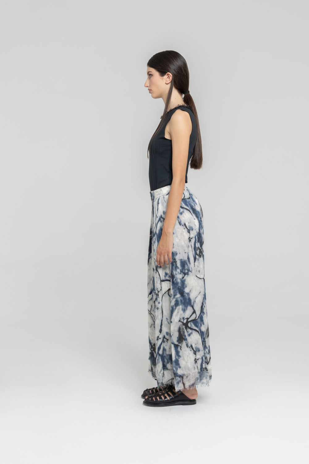 Sanctamuerte Pantaloni Pantalone Palazzo Hose Viskose Seide