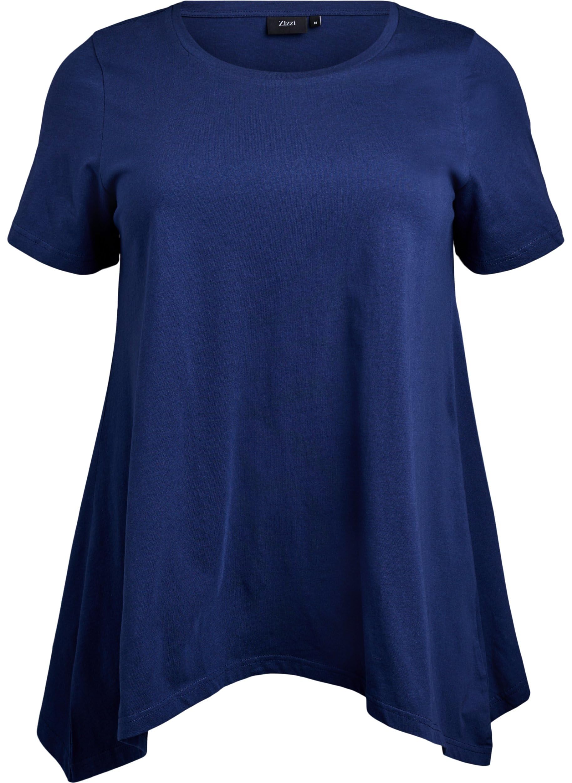 Zizzi T-Shirt Baumwolle A-Form Rundhals Naval Academy 42-44