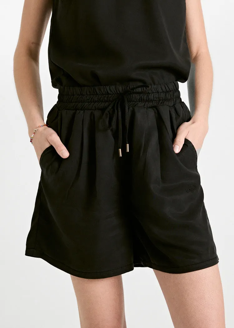 Wijld Twill Shorts Black Damen Kurze Hose Lyocell
