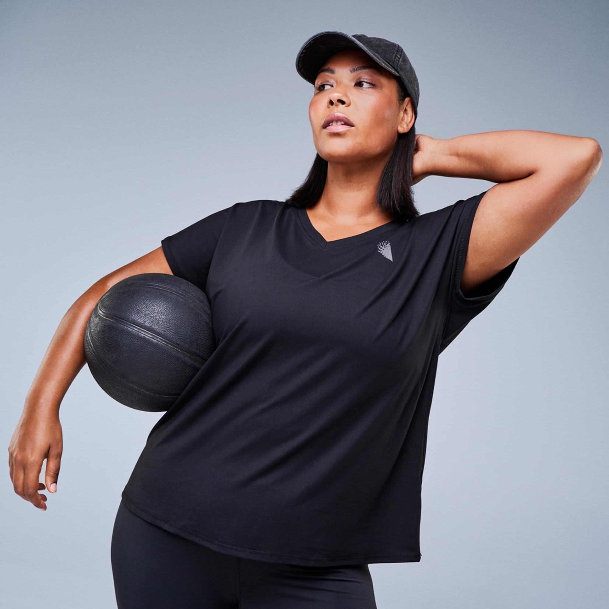 Zizzi Activewear Sportshirt Damen schwarz 58-60 V-Ausschnitt