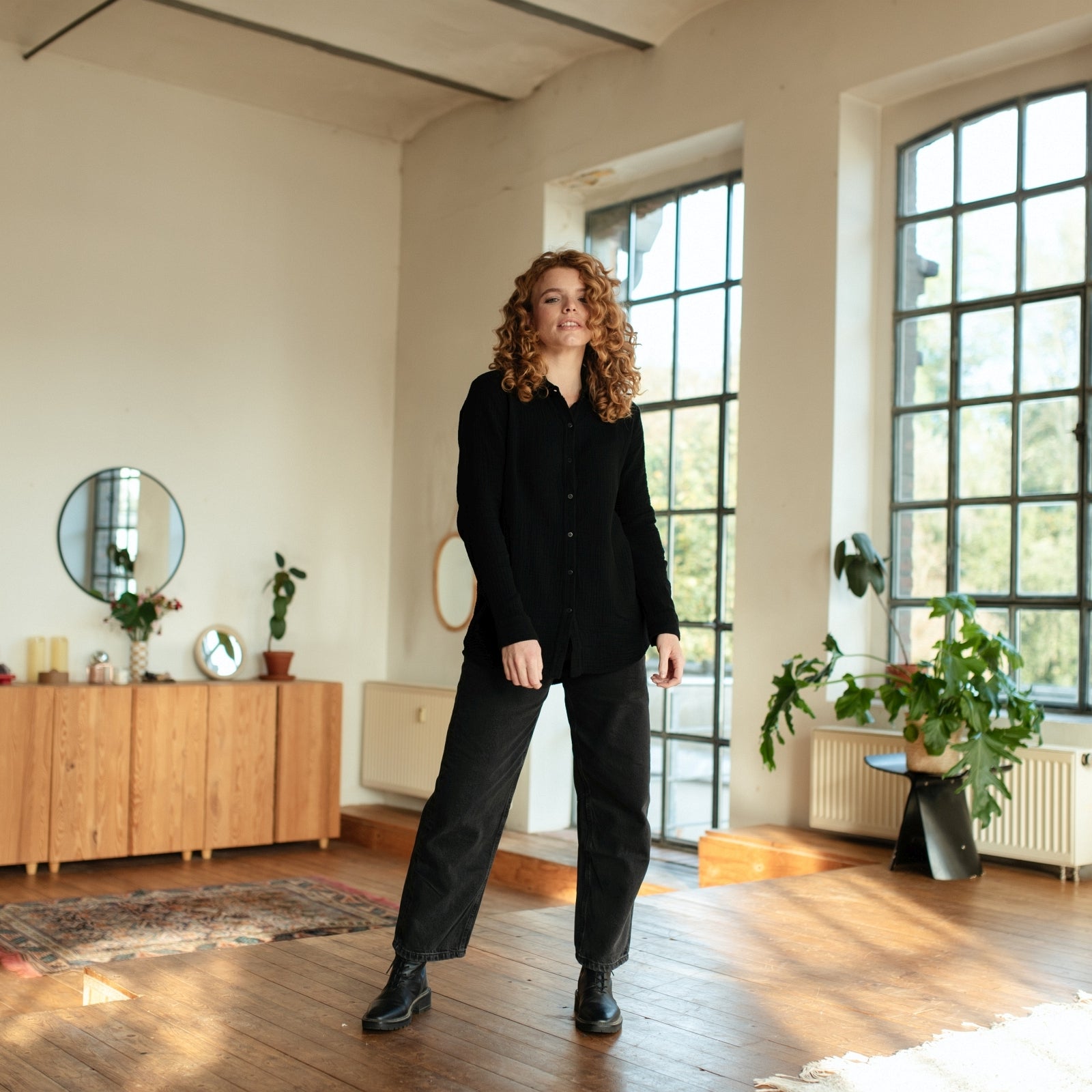 NORDLICHT Fenja Musselin Bluse schwarz M Bio