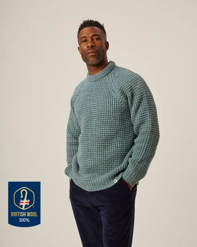 Peregrine Waffle Crew Jumper Wollpullover Navy