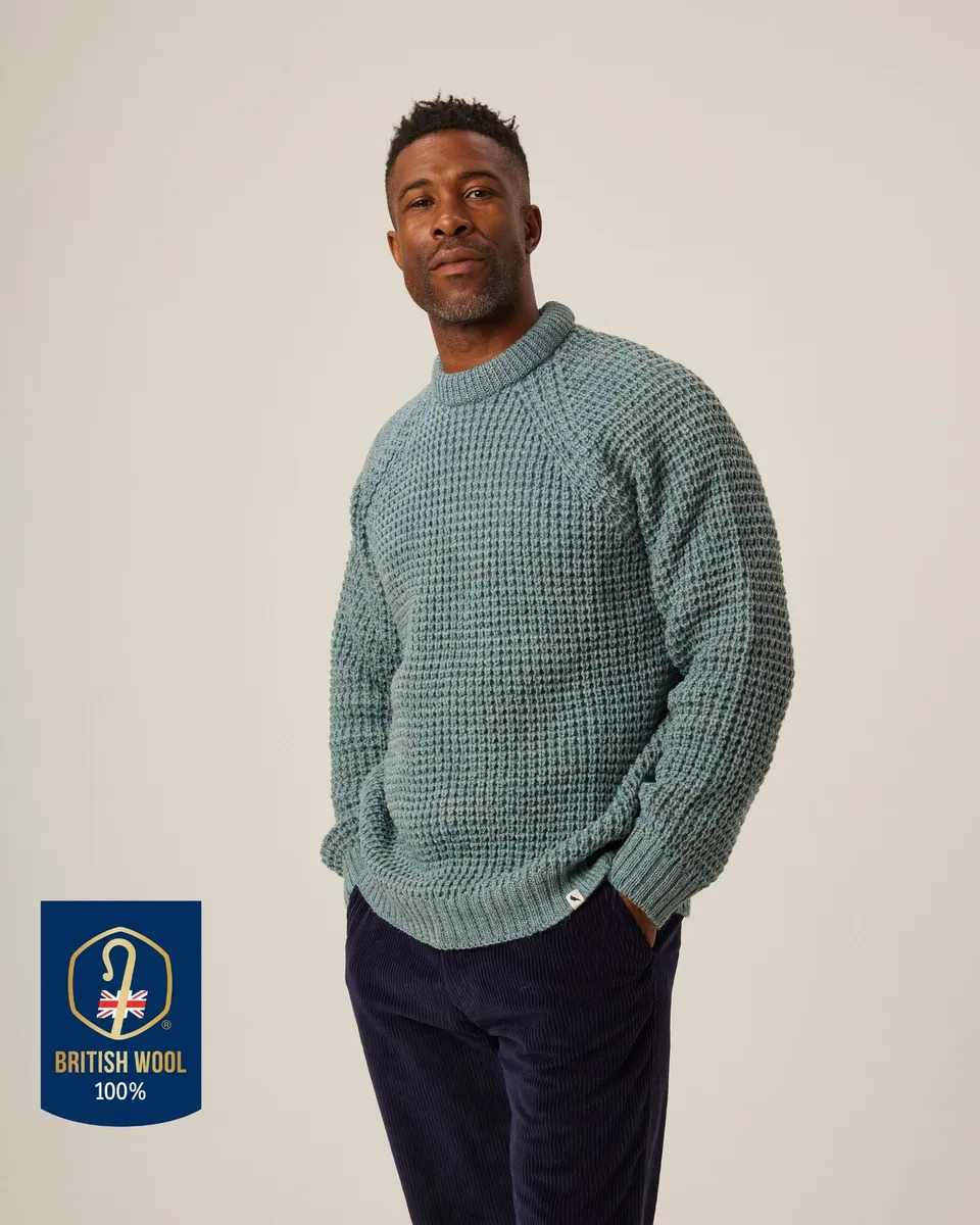 Peregrine Waffle Crew Jumper Wollpullover Navy