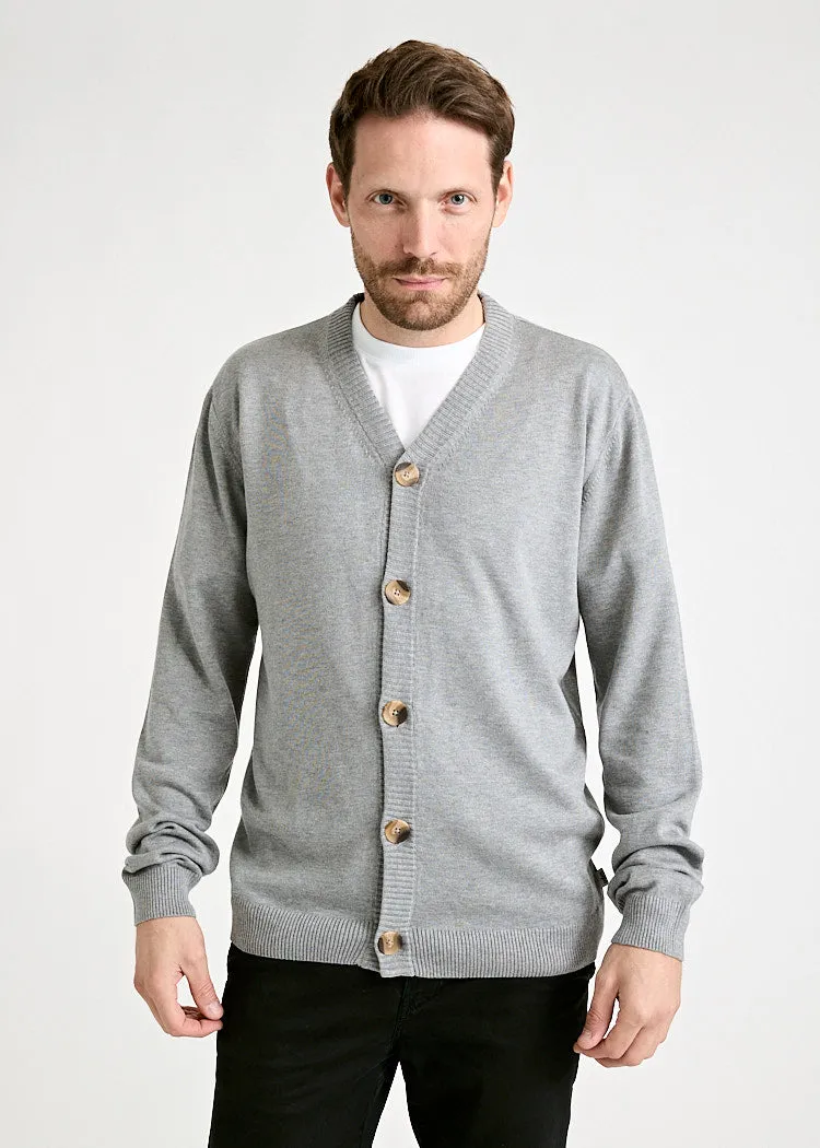 Wijld Samuel Gray Melange Herren Strick-Cardigan Holz