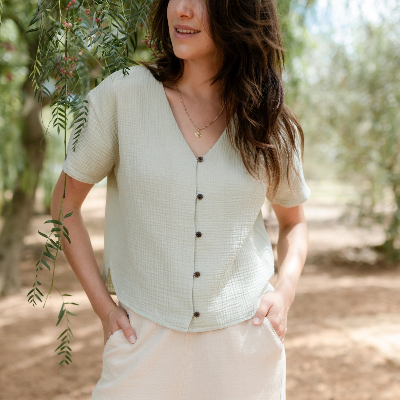 NORDLICHT Freja Musselin Shirt Kurzarm Bio-Baumwolle