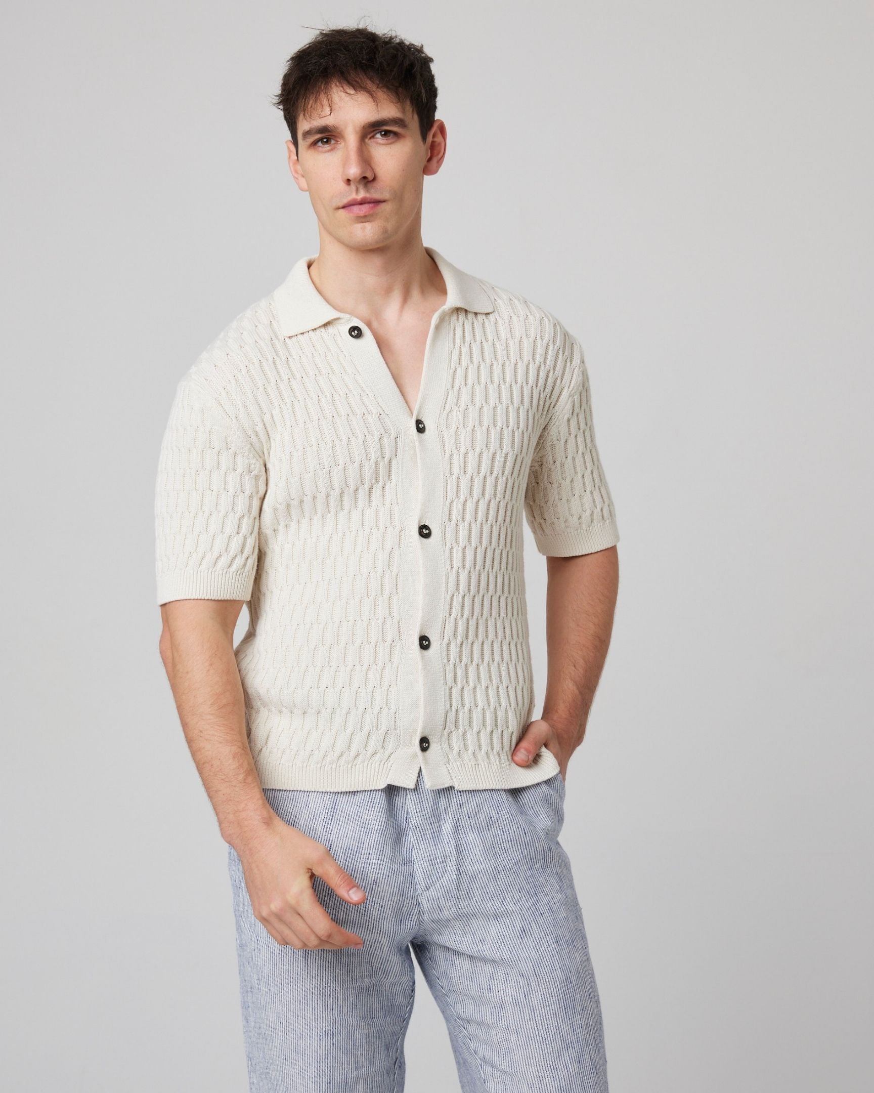 Peregrine Cove Knitted Shirt Strickhemd Sand