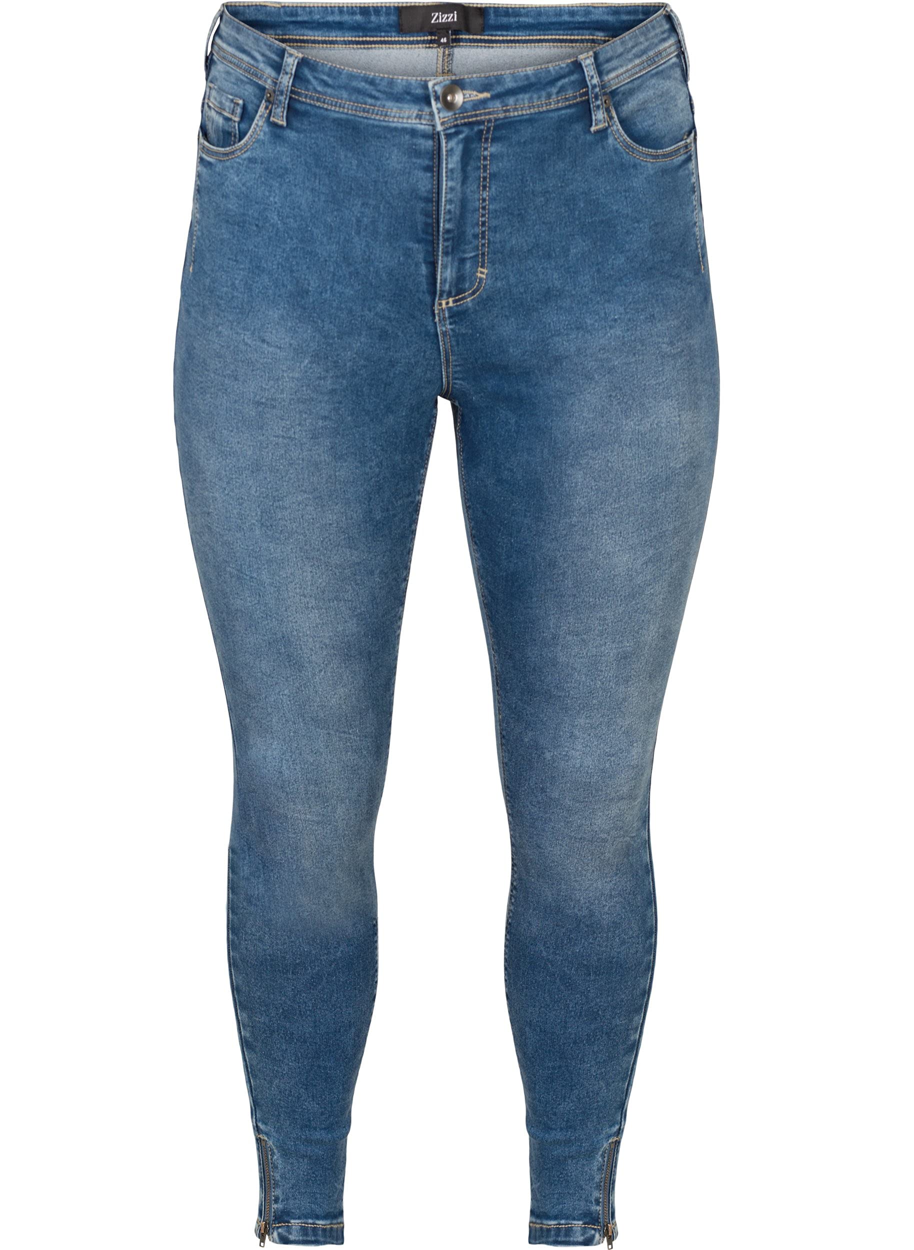 Zizzi Amy Cropped Jeans Blue Denim 7/8 Reiverschluss