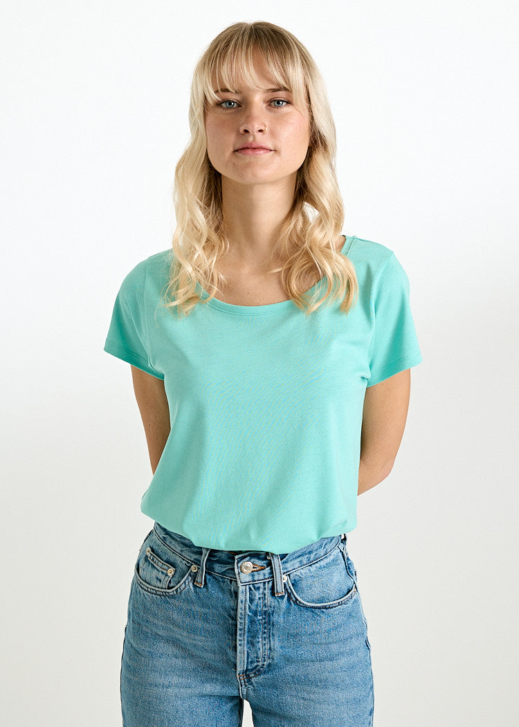 Wijld Woodshirt Lena Damen T-Shirt Pool Blue Lyocell