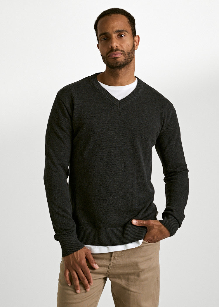 Wijld Strickpullover Felix Herren Anthrazit V-Ausschnitt