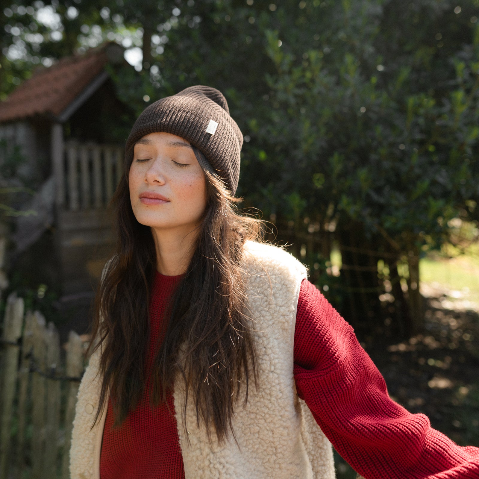 NORDLICHT Mara Grobstrick Pullover Rot Bio-Baumwolle