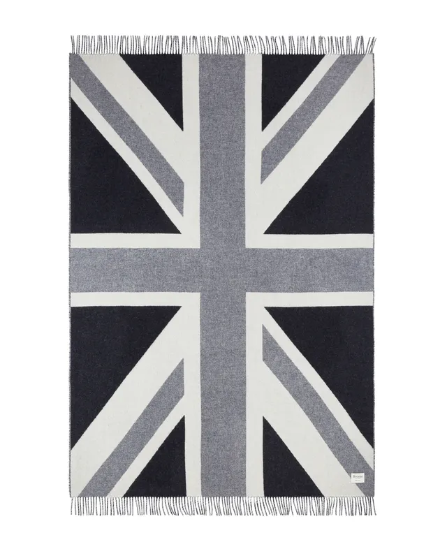 Peregrine Accessories Grey Union Jack Wool Blanket Decke Grau