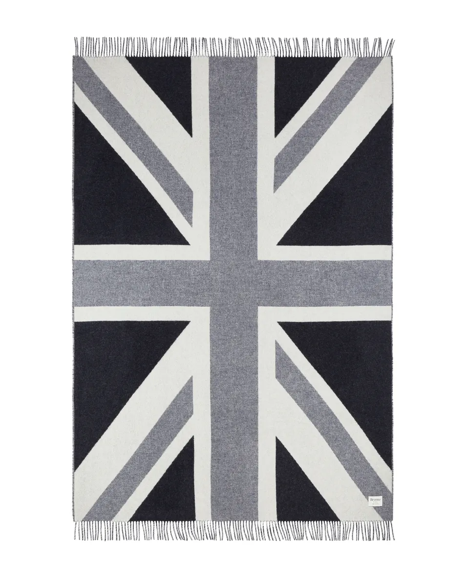 Peregrine Accessories Grey Union Jack Wool Blanket Decke Grau