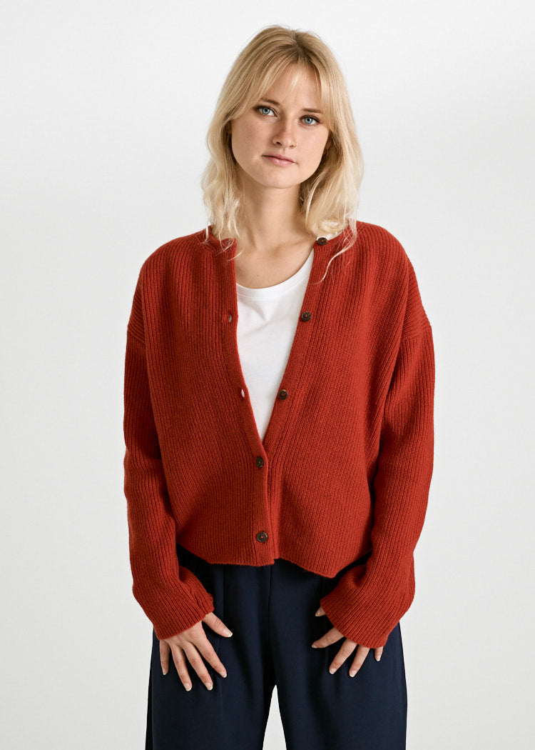 Wijld Alva Strick-Cardigan Wolle Tabasco