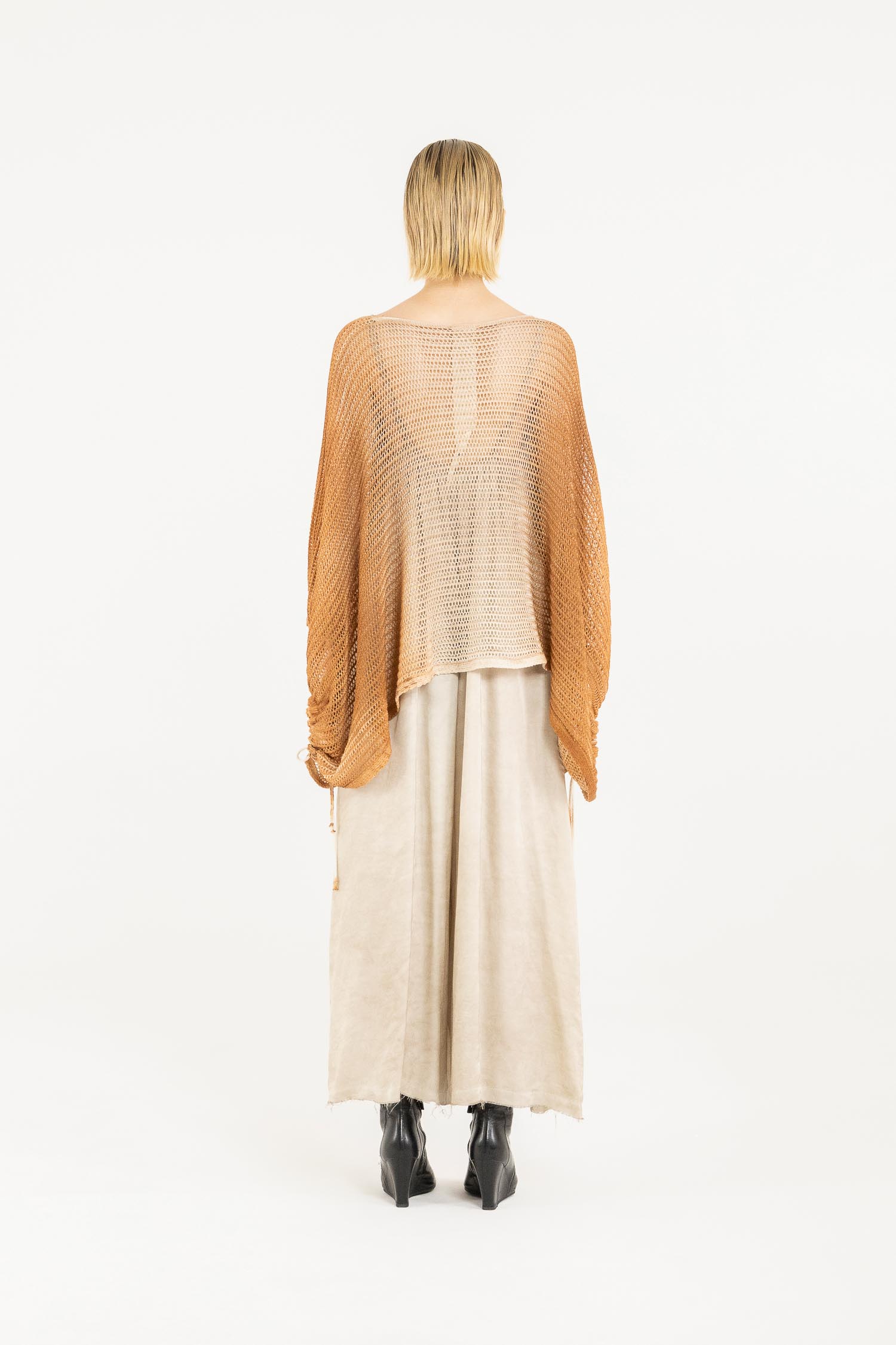 Sanctamuerte Maglieria Poncho Pullover Baumwolle Netz Degrade