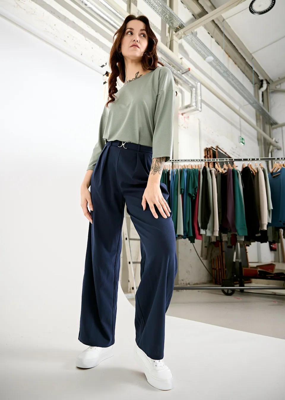 Wijld Christin Damen Langarmshirt Agave Green Lyocell