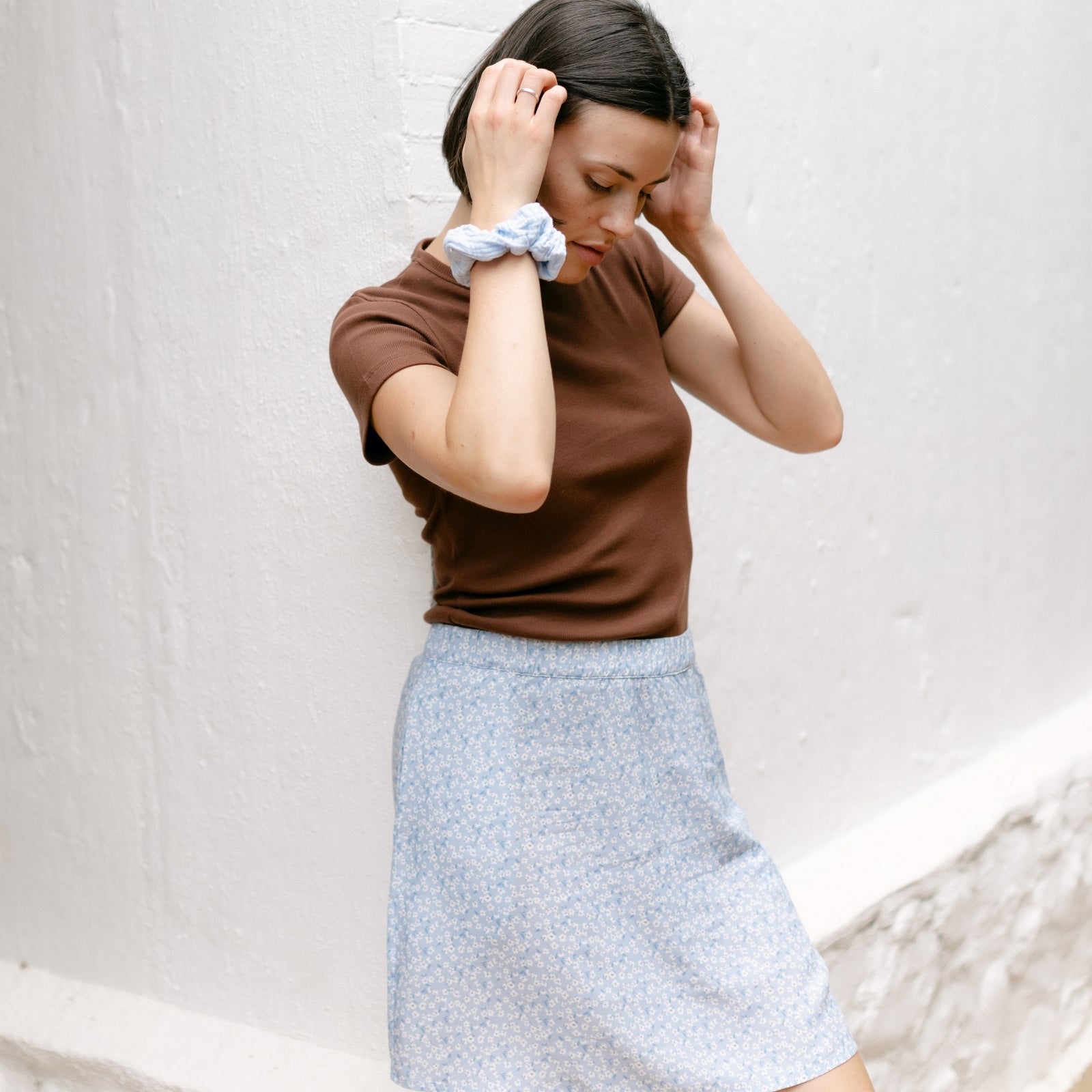 Nordlicht Musselin Scrunchie Haargummi Hellblau Bio-Baumwolle