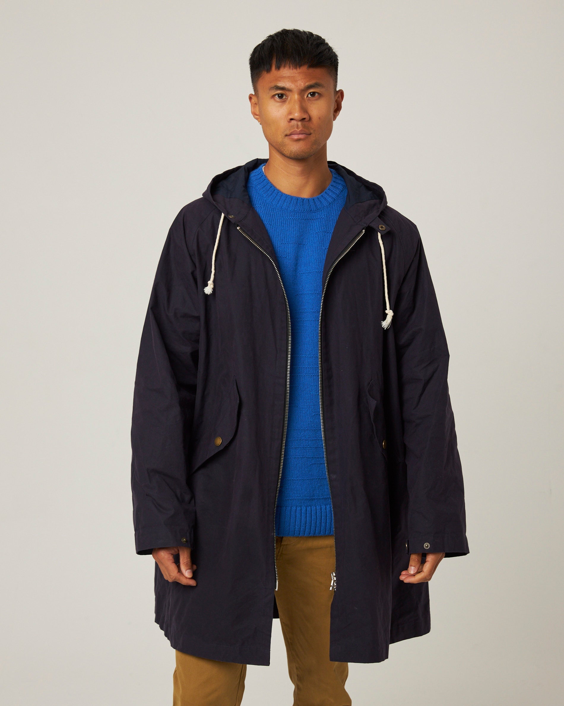 Peregrine Ford Cagoule Wachsjacke Navy wasserabweisend