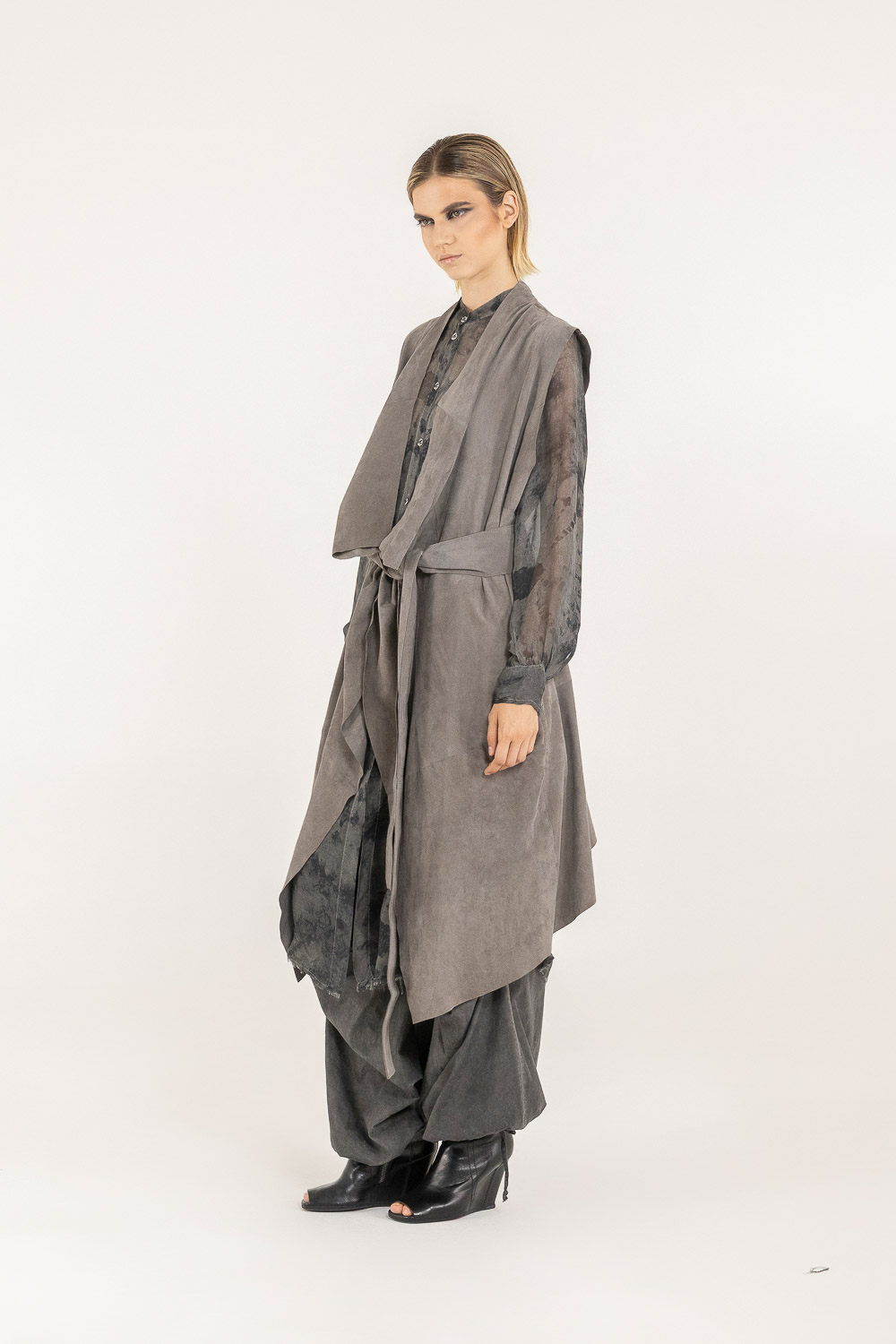 Sanctamuerte Capispalla Gilet Lungo Weste Camoscio