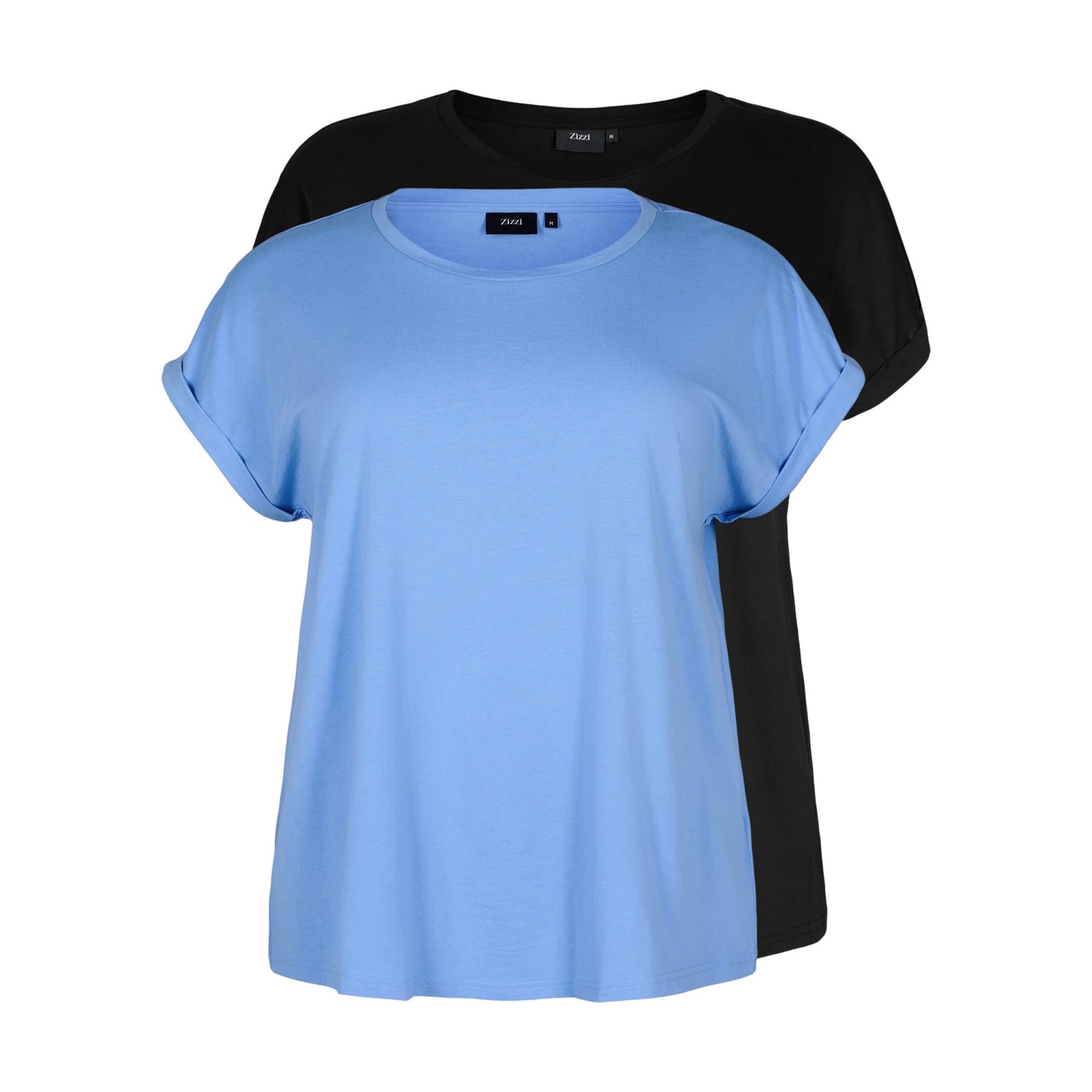 Zizzi T-Shirt 2er Pack Damen Rundhals Dusty Olive
