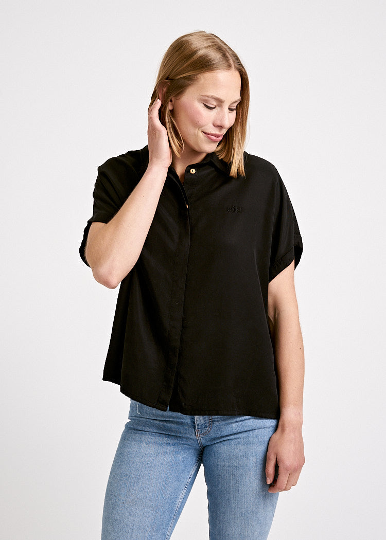 Wijld Twill Bluse Black Damen-Bluse Lyocell