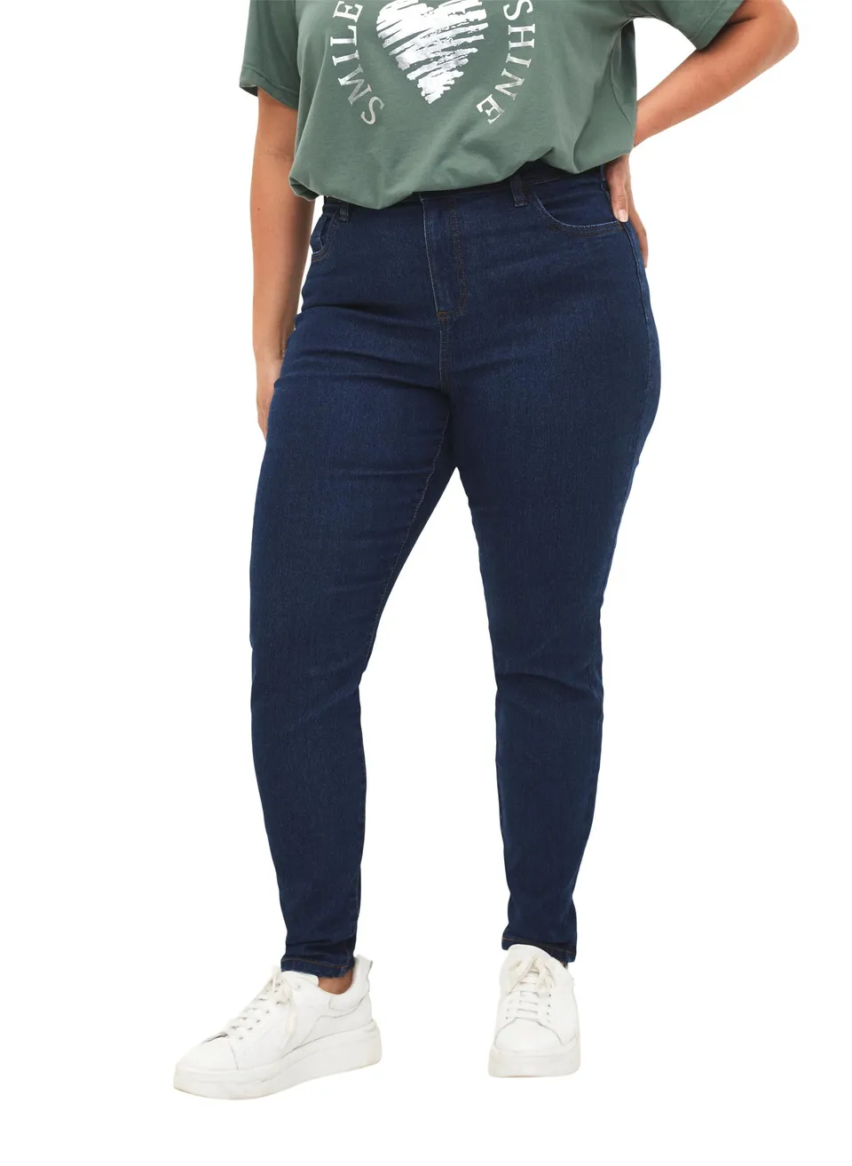 ZIZZI Flash Skinny Jeans High Waist 42W/32L Schwarz Stretch